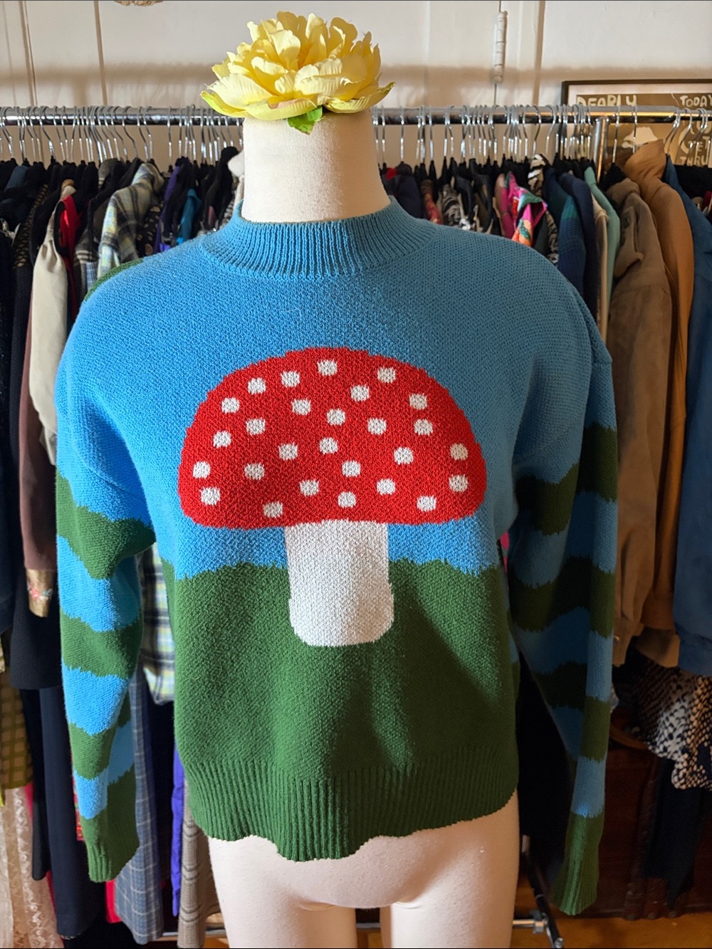 Zara Mushroom Toadstool Knit Sweater,